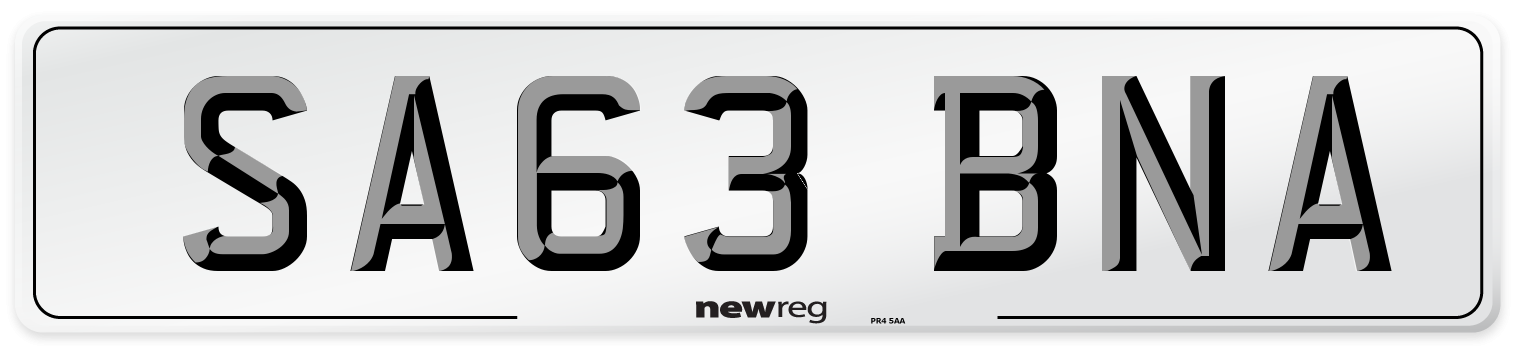 SA63 BNA Number Plate from New Reg